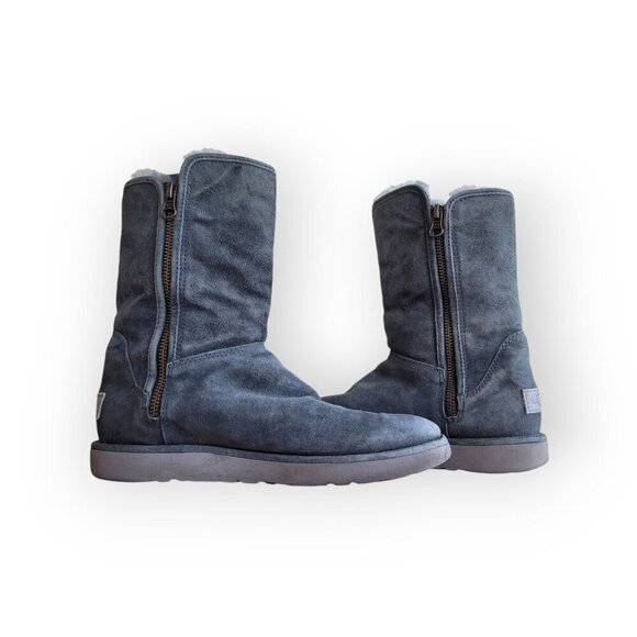 UGG Abree Short II Women’s Charcoal Sheepskin Winter Boots — Size 7 (EUC) - Picture 3 of 14